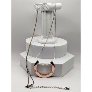Vintage Beautiful Rose Gold Tone Horseshoe Pendant on a 32 inch Chain Necklace